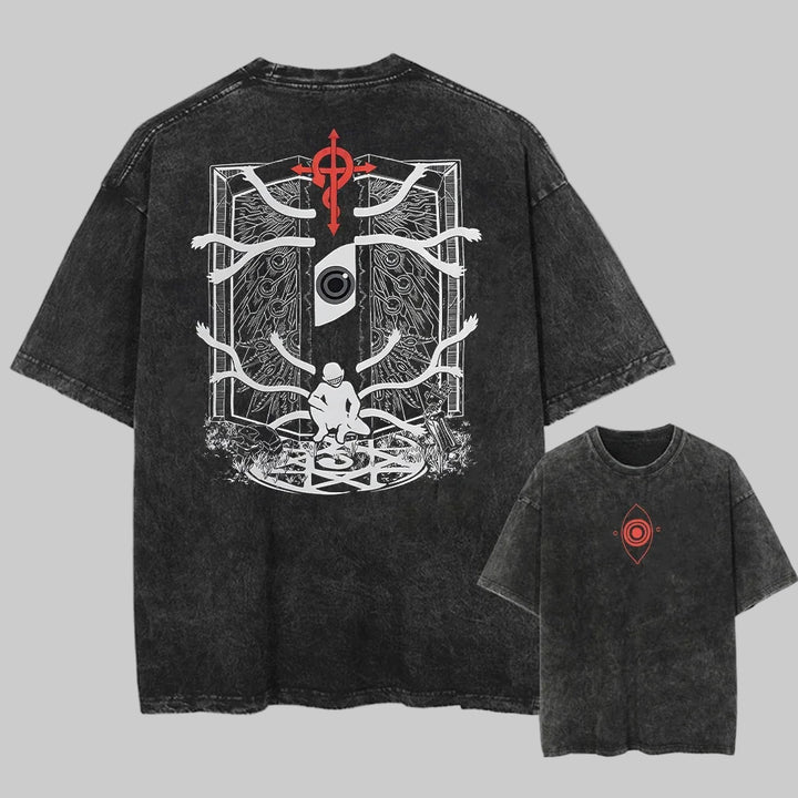 Japanese Anime Graphic Washed T-Shirt