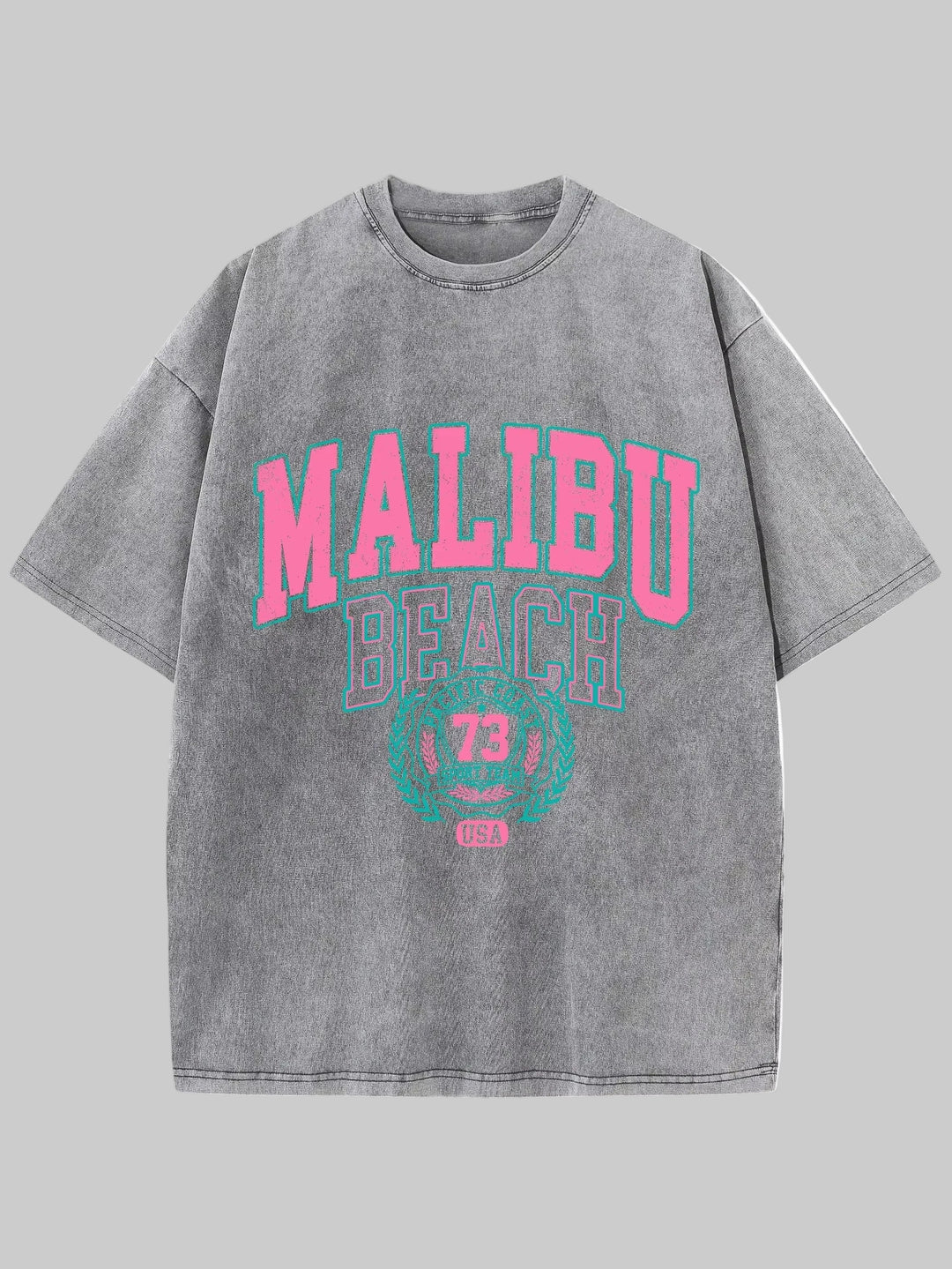 Malibu Beach Crewneck Print Oversized Cotton T-Shirt
