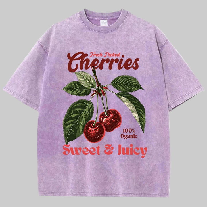 Freshly Picked Cherries Oversized Cotton-Washed Tees