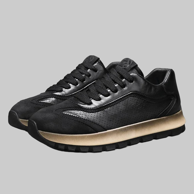 Breathable Perforated Leather Durable Sneakers