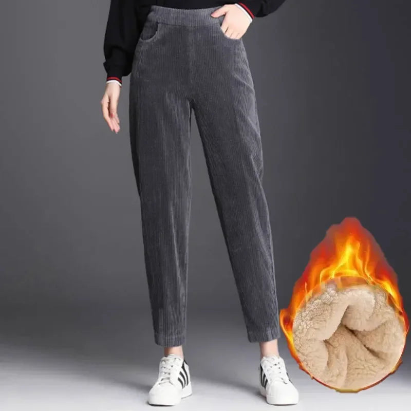 Cozy Thick Plush Corduroy Harem Pants