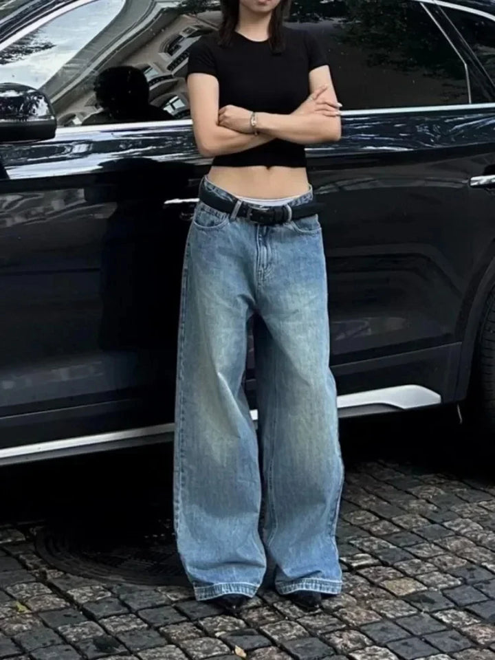 Vintage Emo Loose Washed Blue Jeans