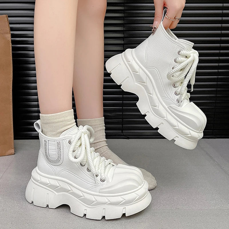 7CM Ankle Platform Boots for Autumn
