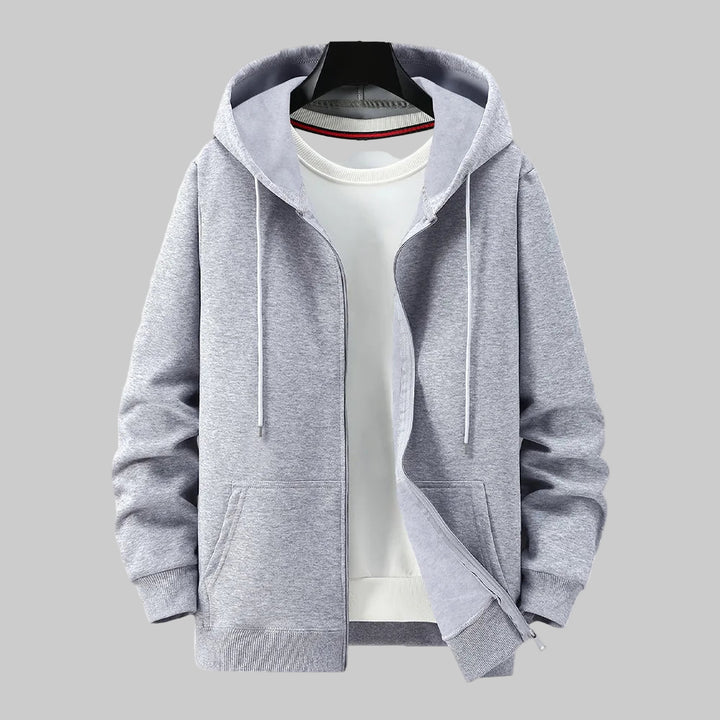 Casual Solid Color Zipper Sports Hooded Jacket