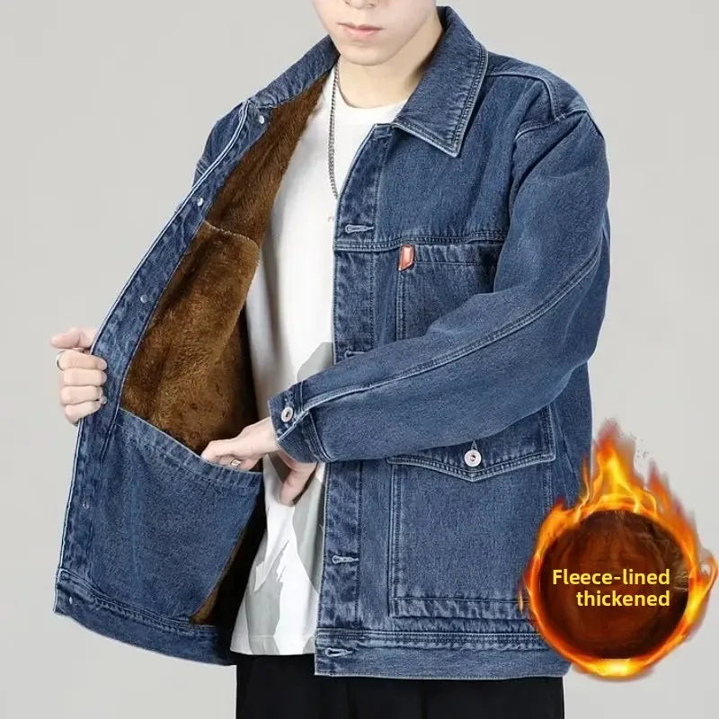 Thick Fleece-Lined Winter Denim Jacket