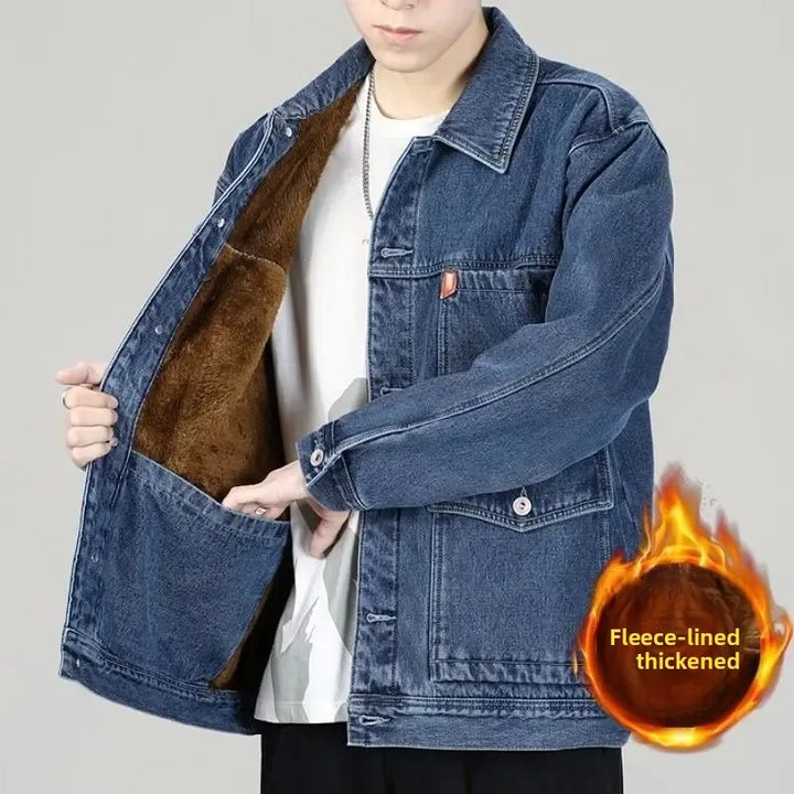 Thick Fleece-Lined Winter Denim Jacket