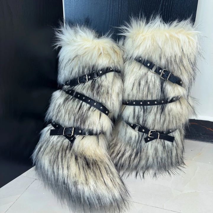 Y2K-Inspired Faux Fur Over-the-Knee Snow Boots