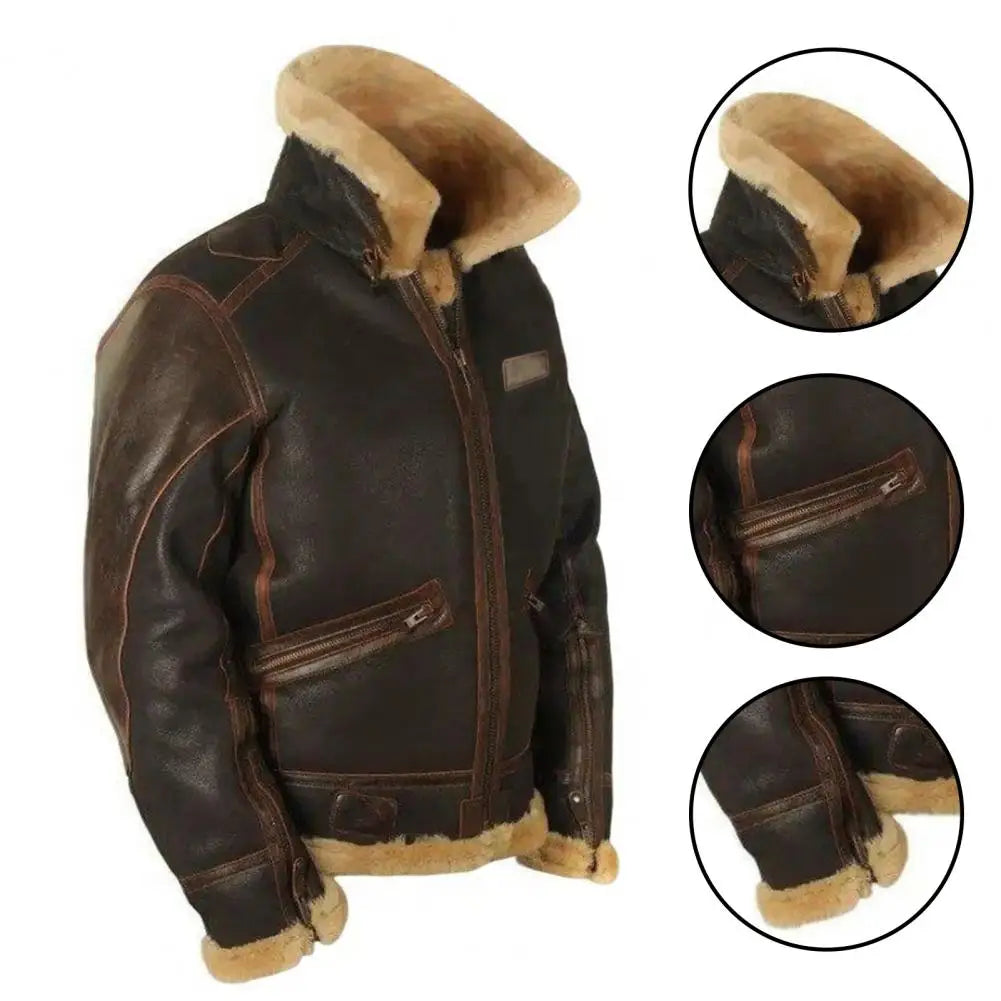 GREG MADSEN™|Plush Velvet Thick Leather Jacket