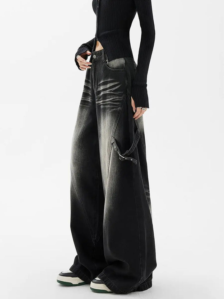 American style trendy washed straight leg jeans