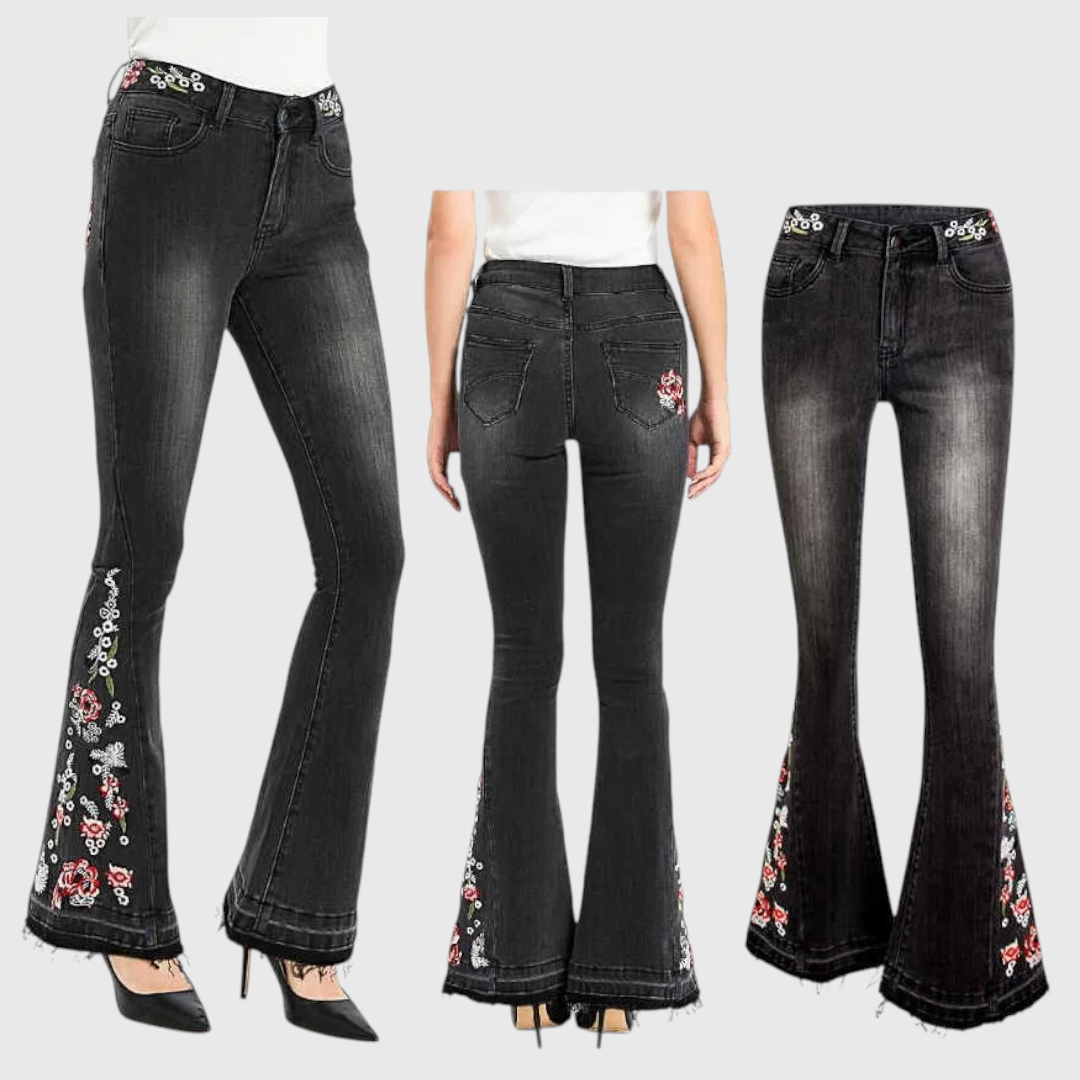 Flared Jeans with Embroidery