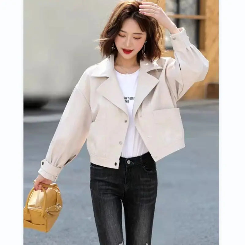 Short PU Leather Motorcycle Jacket
