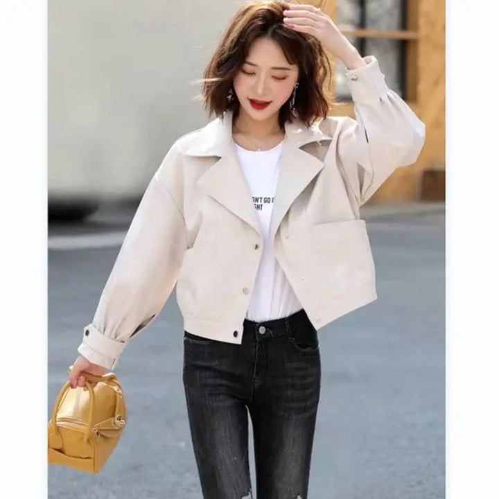 Short PU Leather Motorcycle Jacket