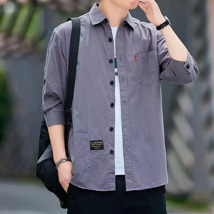 Casual Solid Color Stand-Up Collar Shirt