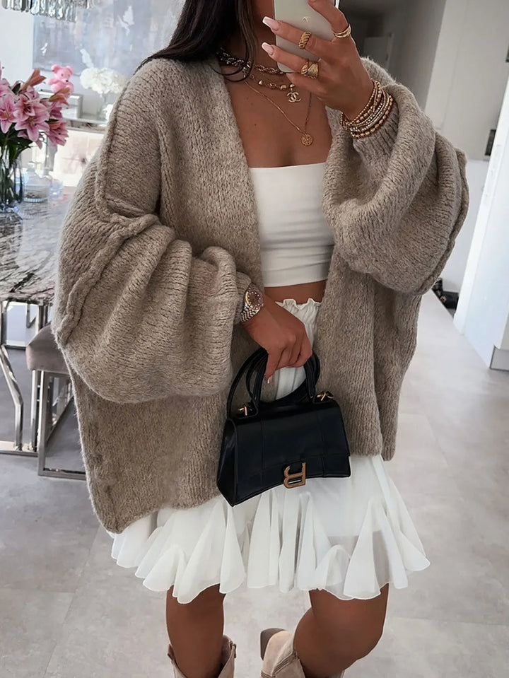 Relaxed Fit Open Front Cardigan