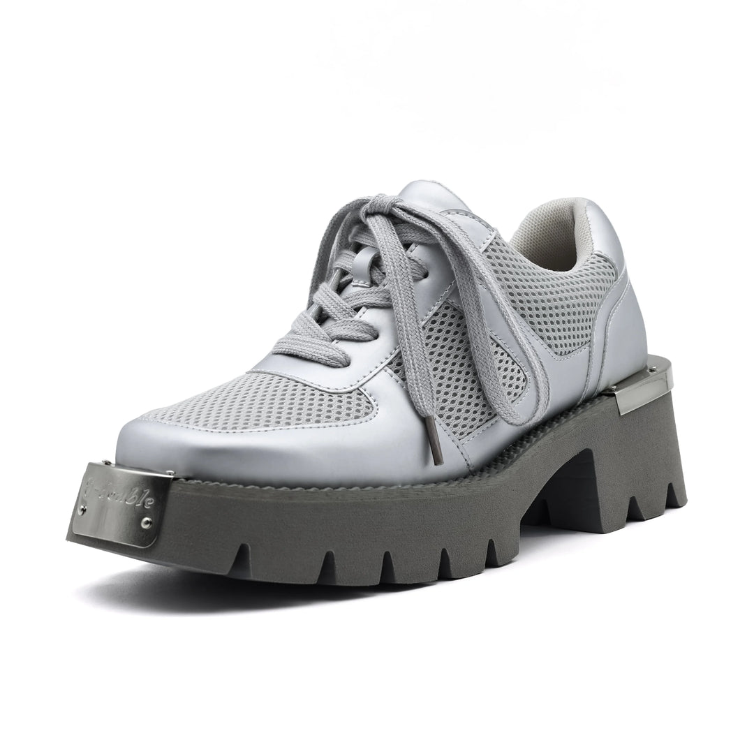 Square Head Leather Platform Oxford Shoes