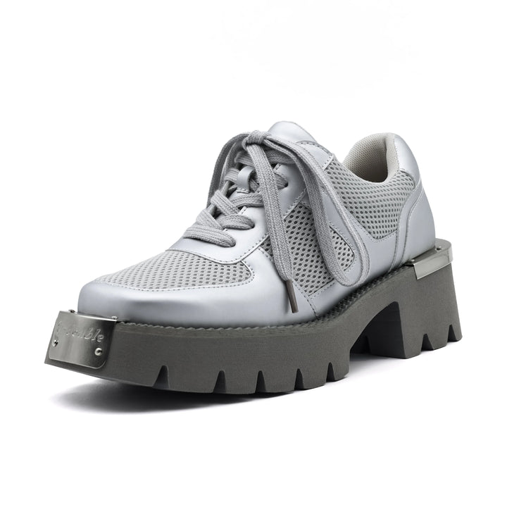 Square Head Leather Platform Oxford Shoes