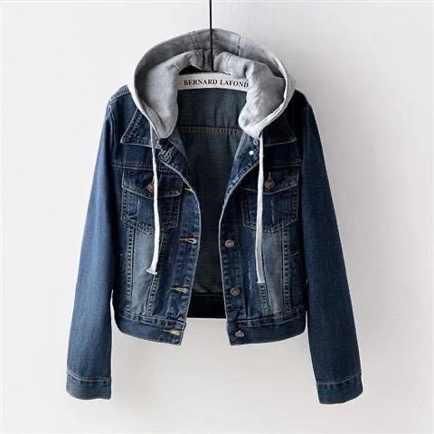 Hooded Slim Fit Denim Coat