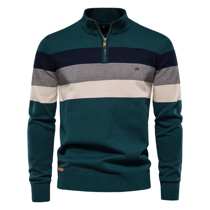 Cotton Mock Neck Quarter-Zip Sweater
