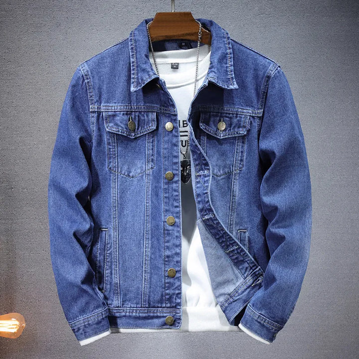 Pure Color Single-Breasted Denim Jacket
