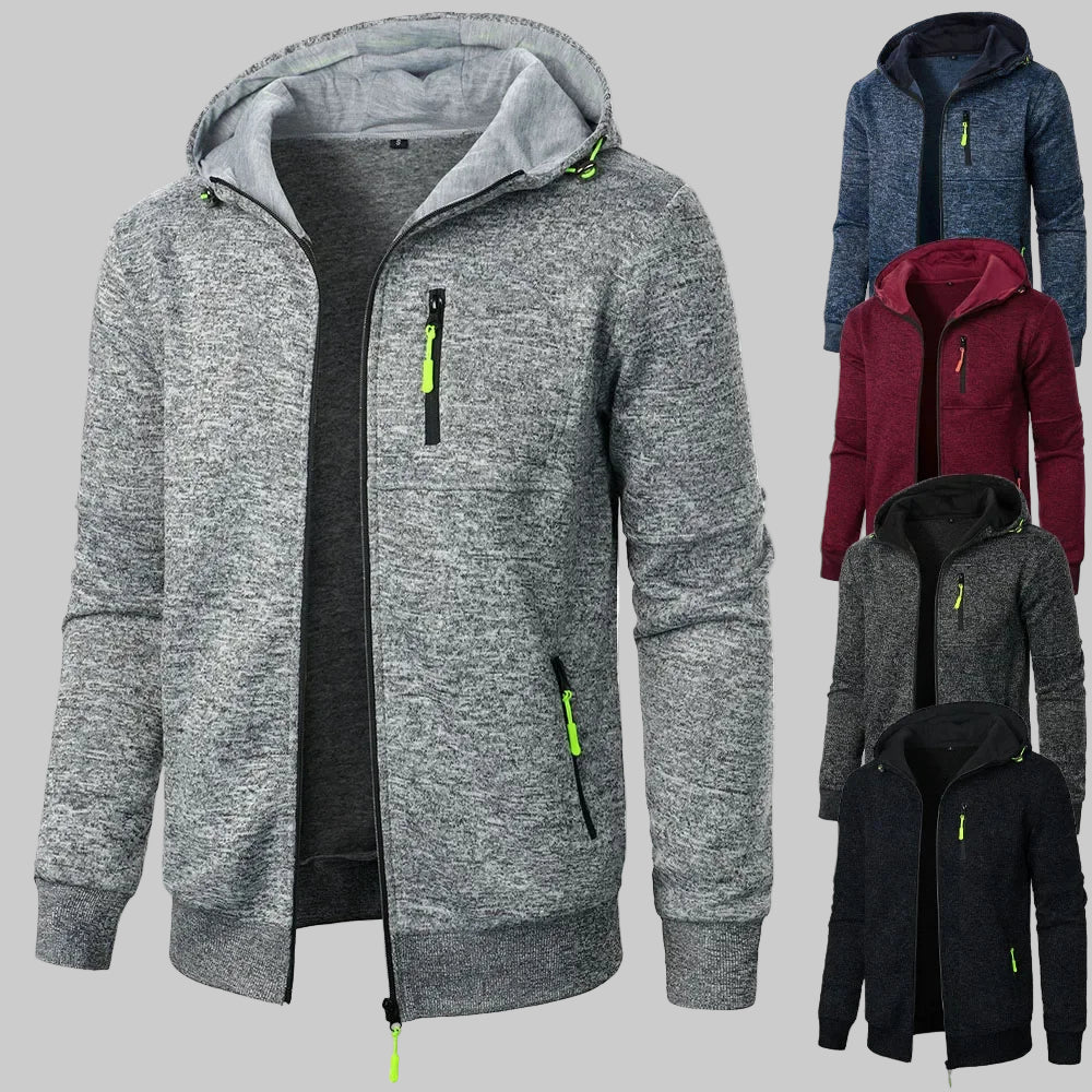Zipper Pocket Jacquard Slim Fit Hoodie