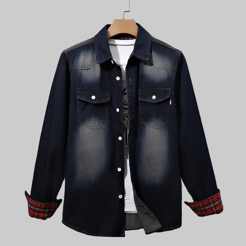 Slim Fit Cotton Long Sleeve Cowboy Denim Shirt