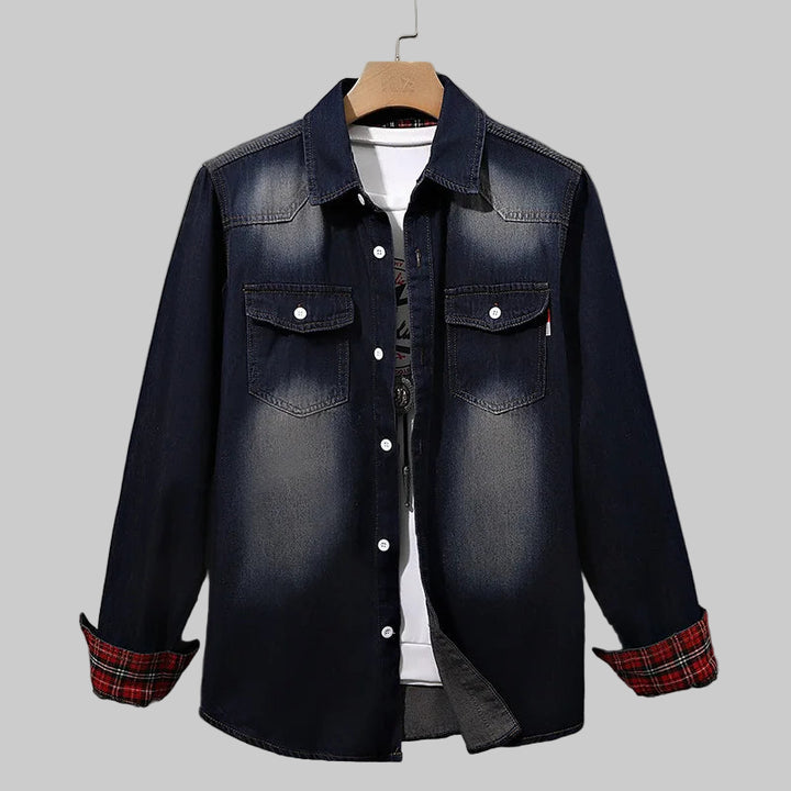 Slim Fit Cotton Long Sleeve Cowboy Denim Shirt