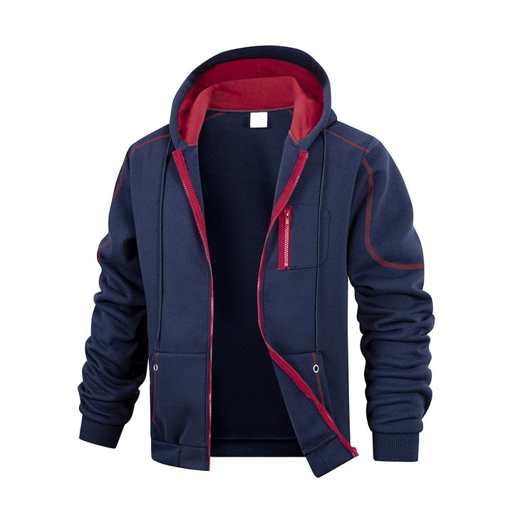 Casual Slim Fit Solid Color Sports Zipper Hoodie