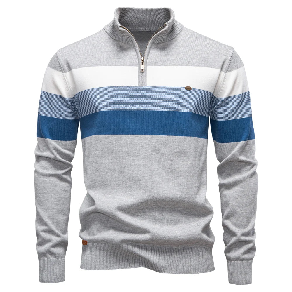 Cotton Mock Neck Quarter-Zip Sweater