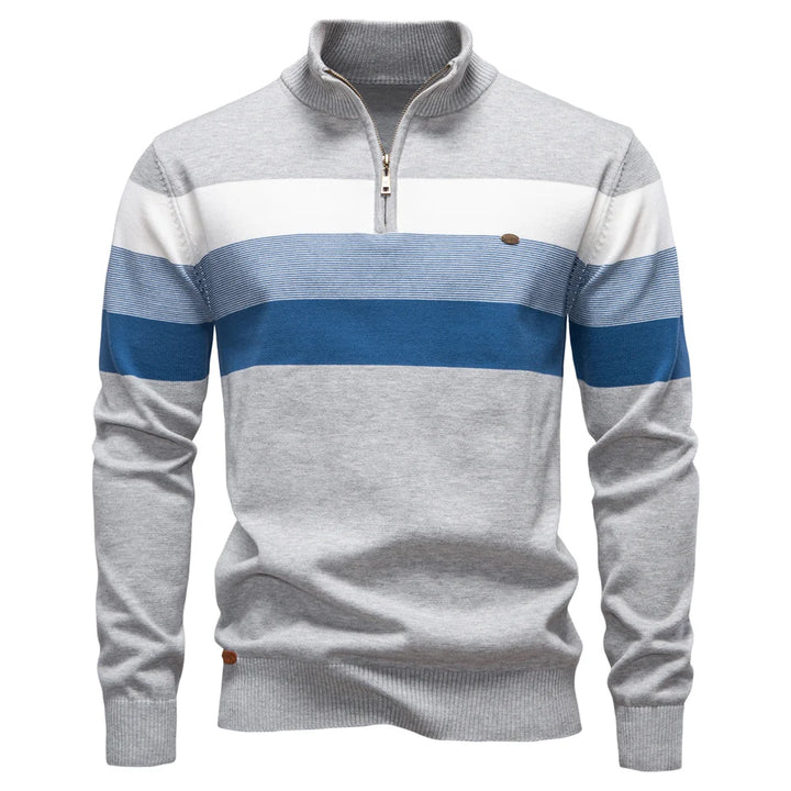 Cotton Mock Neck Quarter-Zip Sweater