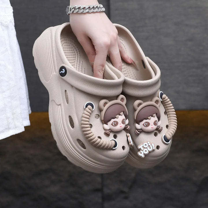 Summer Women's Cute Platform Sandals - Breathable Thick Sole Slippers for Beach