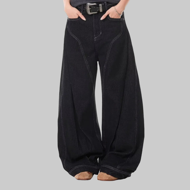 Trendy Vintage-Inspired Women's Deconstructed Wide Leg Jeans