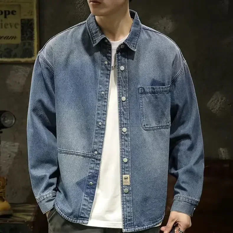 Printed Denim Cowboy Winter Shirt
