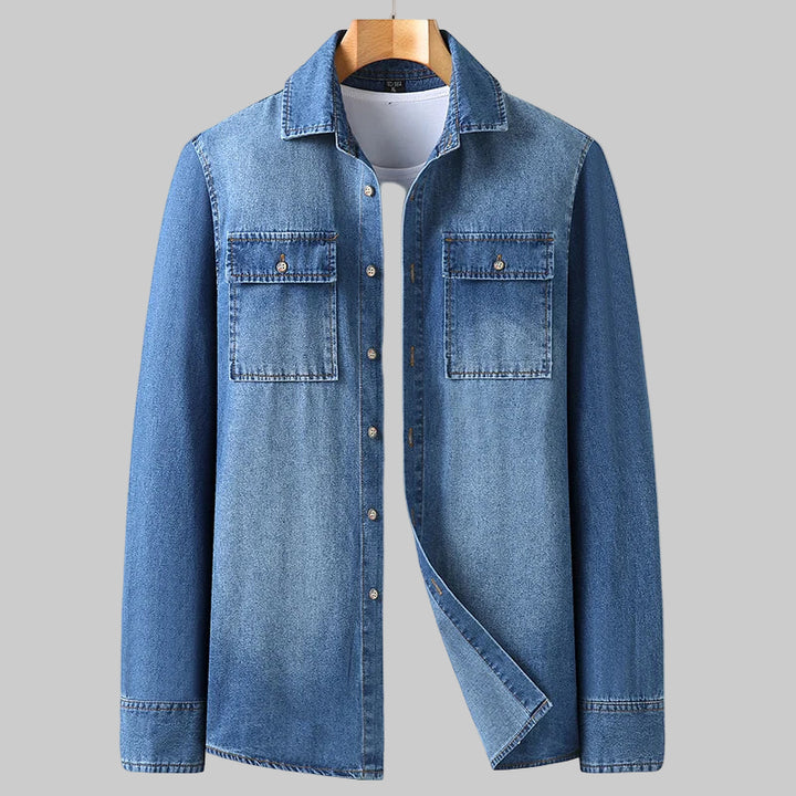 Slim Fit Long Sleeve Cotton Denim Shirt