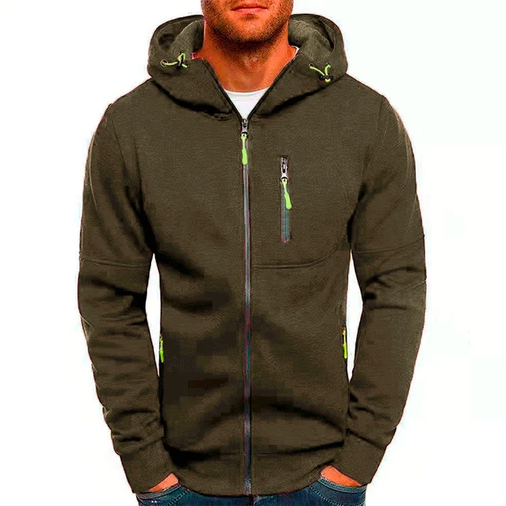 Zipper Pocket Jacquard Hoodie