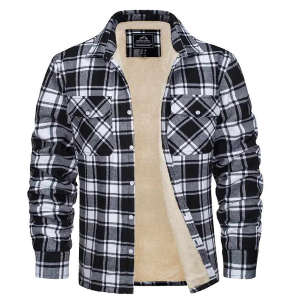 Plaid Trucker Jacket with Cozy Fleece Lining
