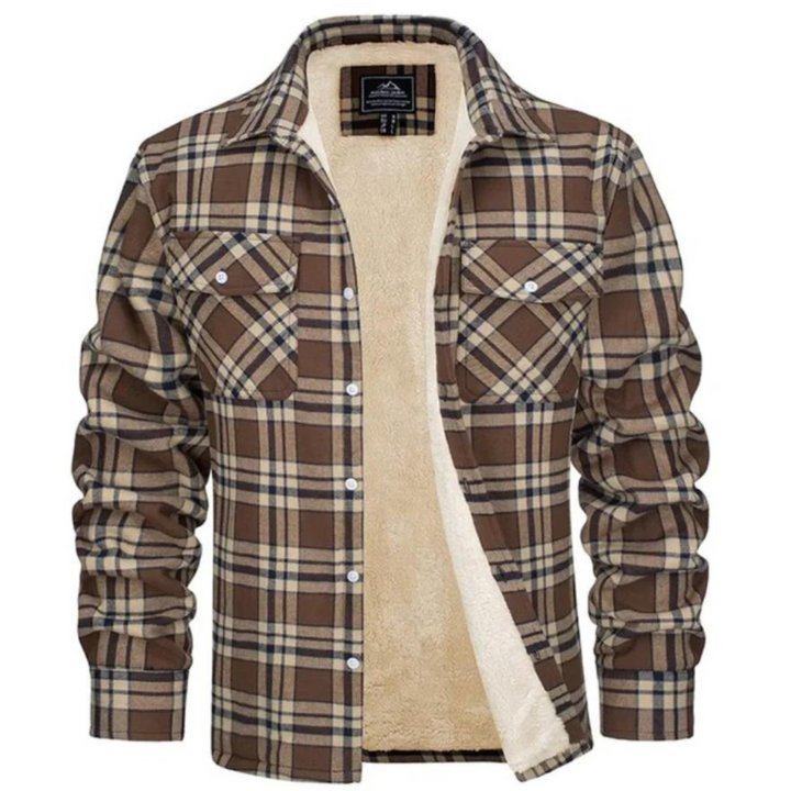 Plaid Trucker Jacket with Cozy Fleece Lining