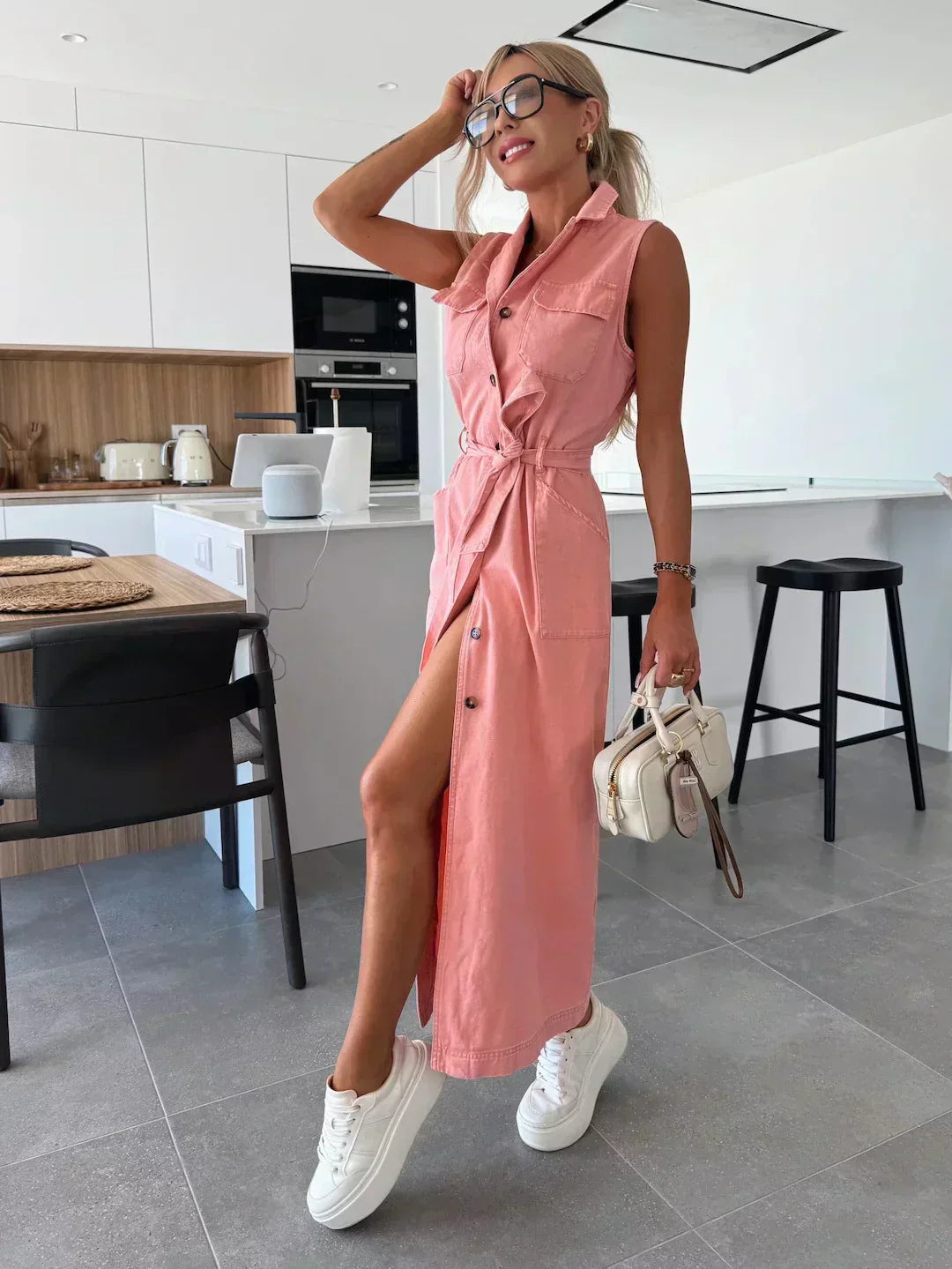 Chic Flowing Denim Maxi Dress