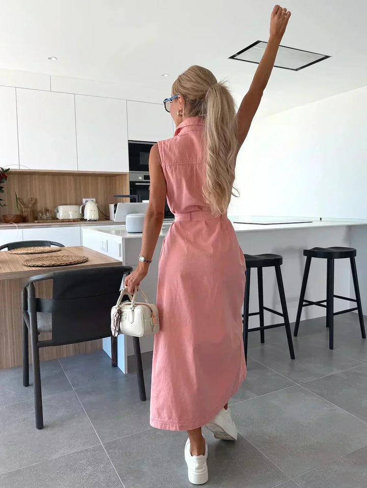 Chic Flowing Denim Maxi Dress