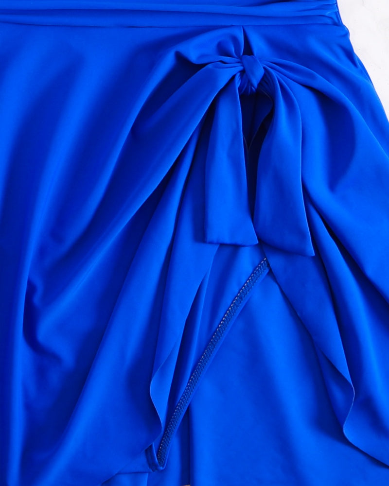 ZUHJA | Mesh-Insert One-Piece Swimsuit with Side Bow Detail