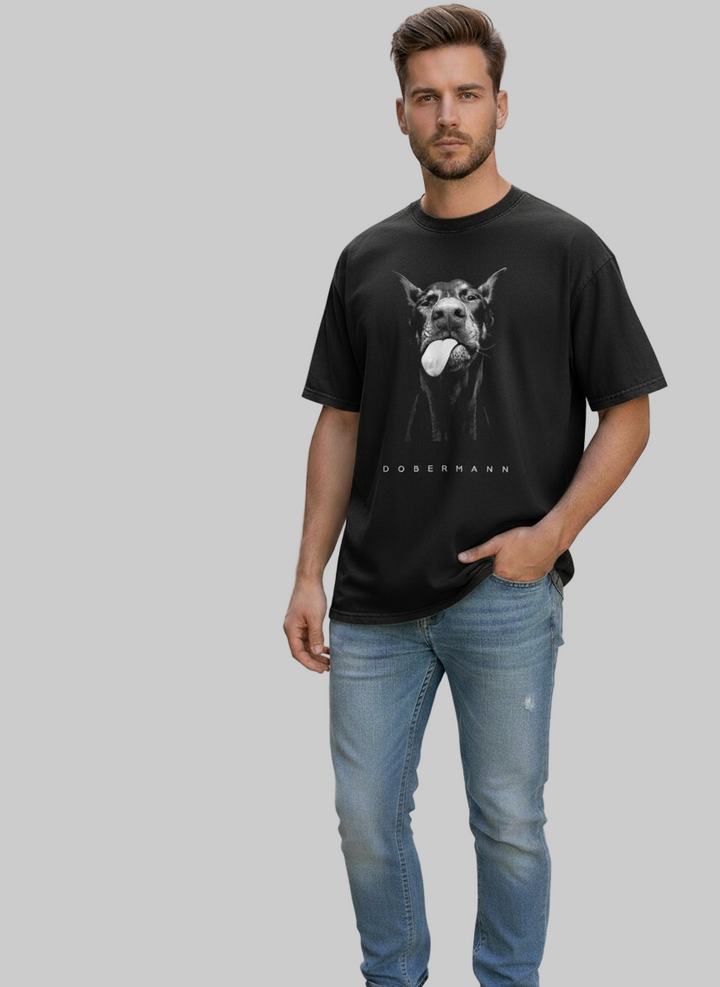 Doberman Print Cotton T-Shirt