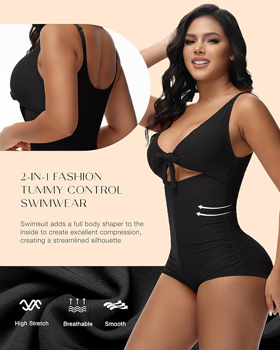 Tummy Control Cut-Out Front Knot Swimsuit