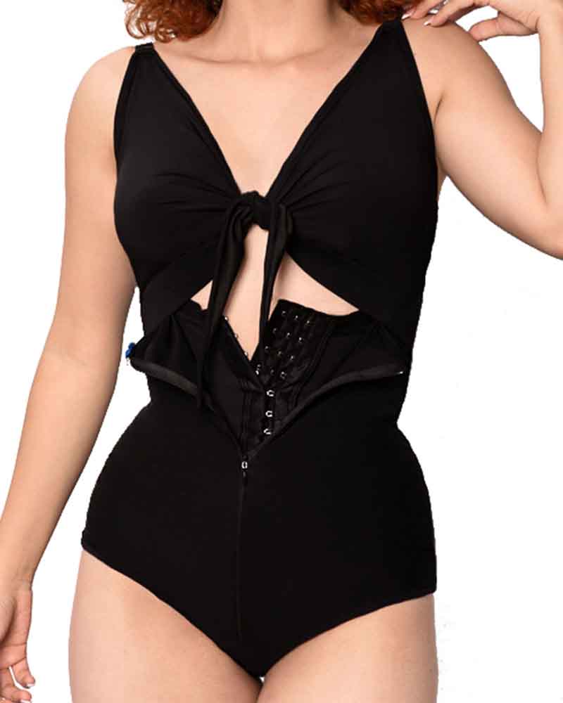 High-Waisted Pleated One-Piece Swimsuit with Tummy Control