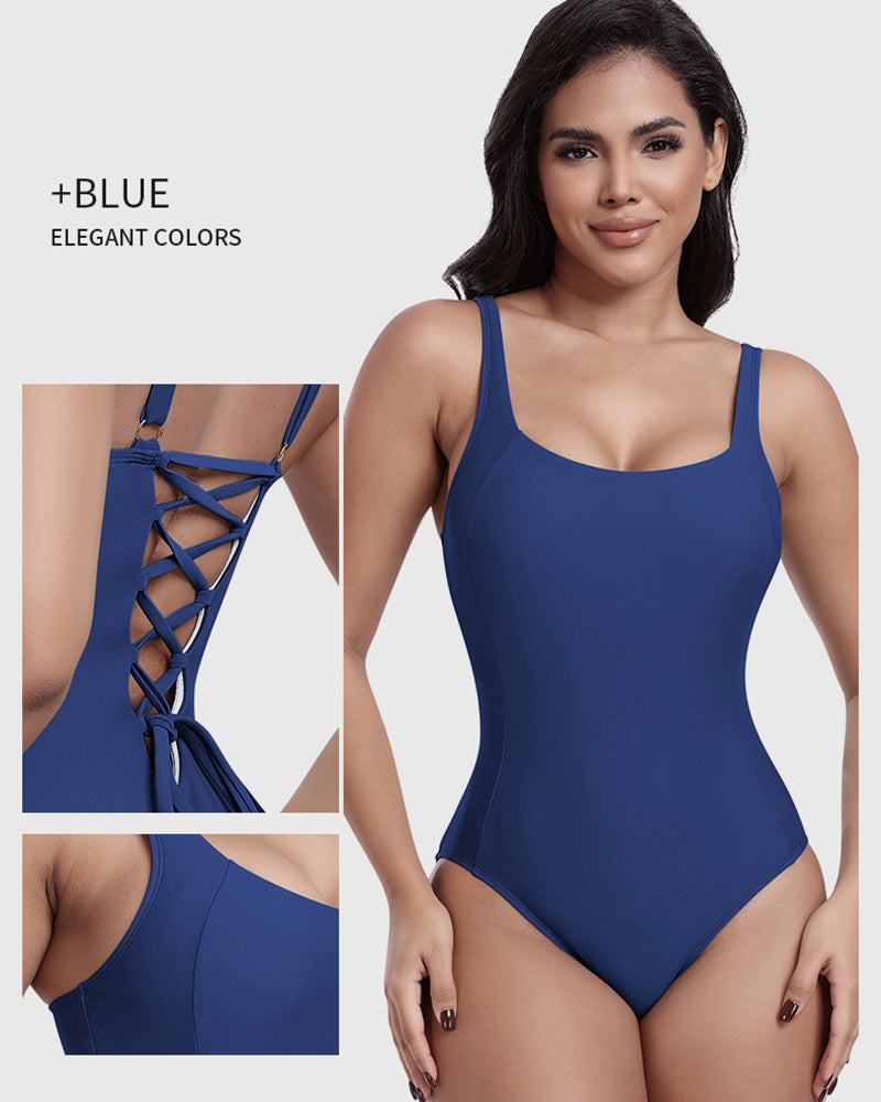 Laced One-Piece Swimsuit with Shaping Features