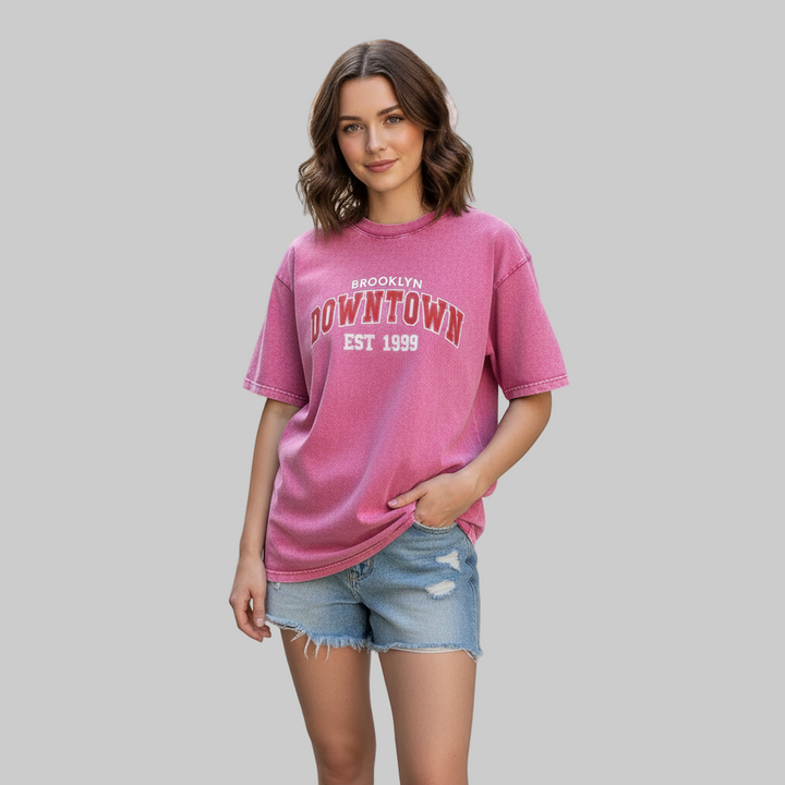 Vintage Washed Brooklyn Downtown Letter T-Shirt
