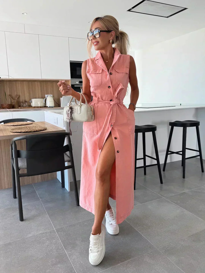 Chic Flowing Denim Maxi Dress