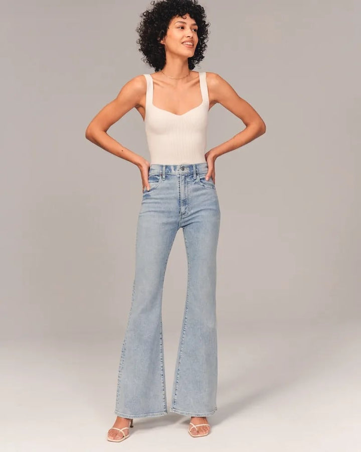 Ultra-High Waist Stretch Flare Jeans