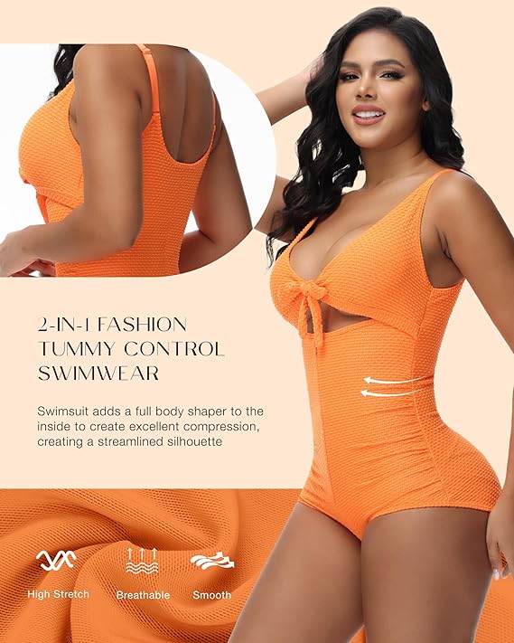 Tummy Control Cut-Out Front Knot Swimsuit