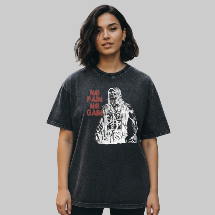 Skull Graphic Acid Washed Tees
