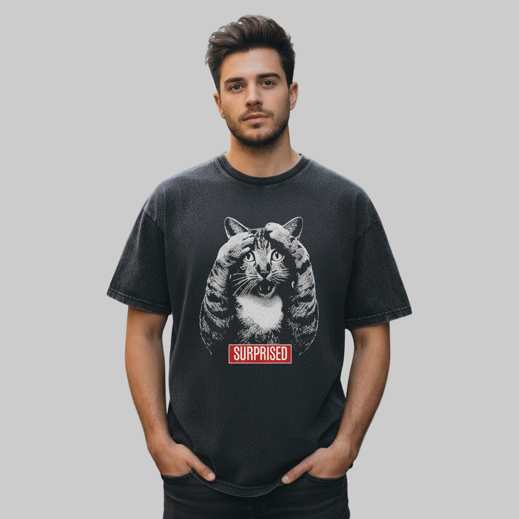Surprise Cat Graphic T-Shirt