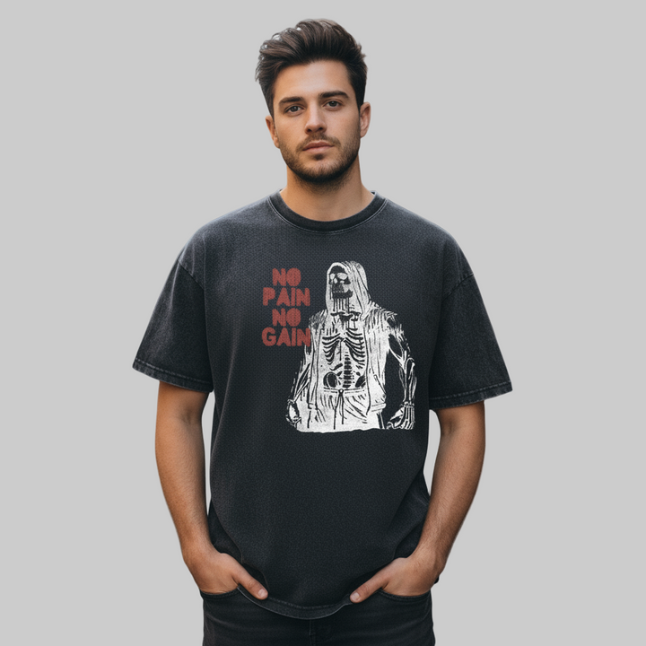 Skull Graphic Acid Washed Tees